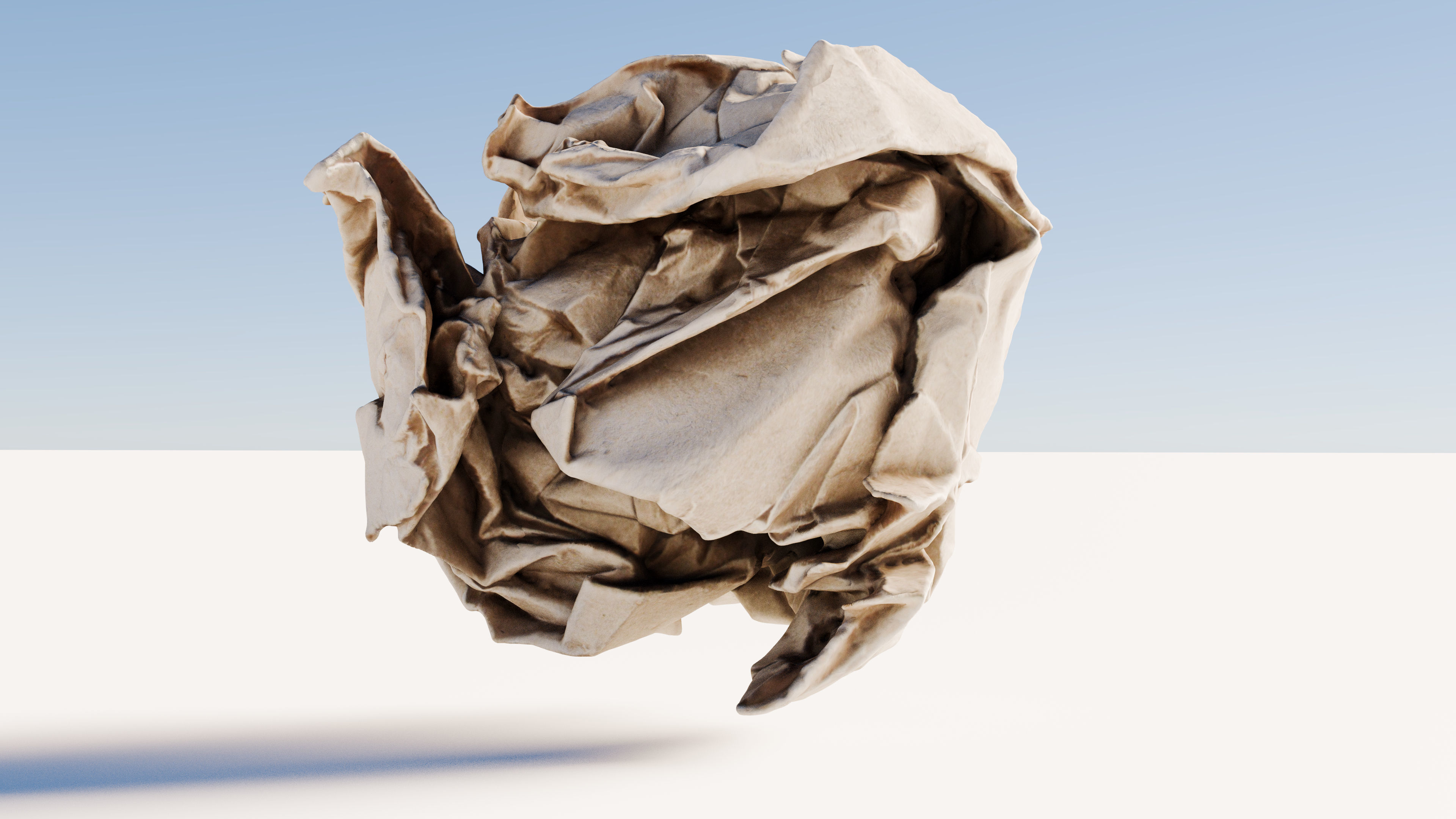 Scanned crumpled paper Low-poly 3D model_4