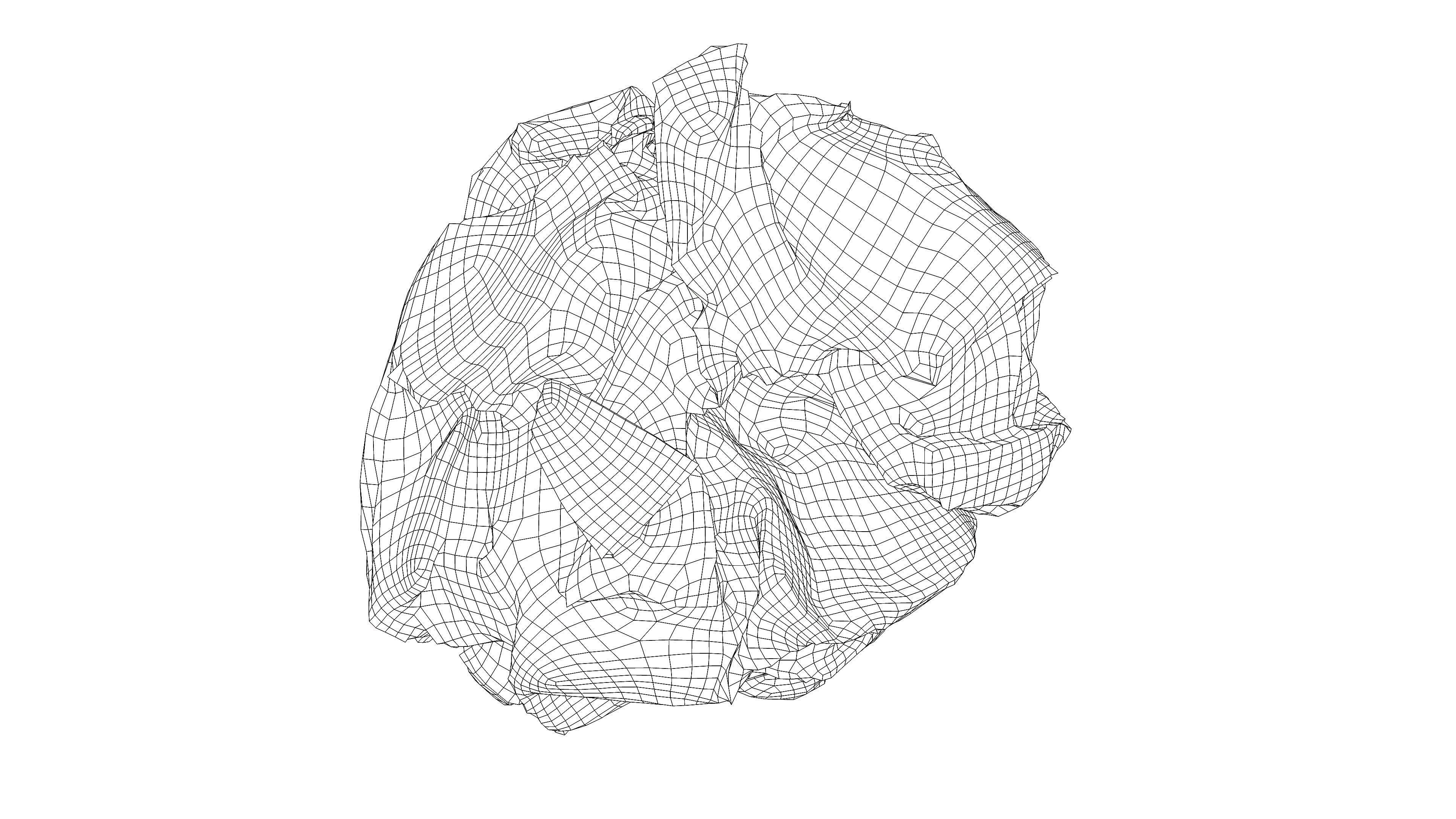 Scanned crumpled paper Low-poly 3D model_15