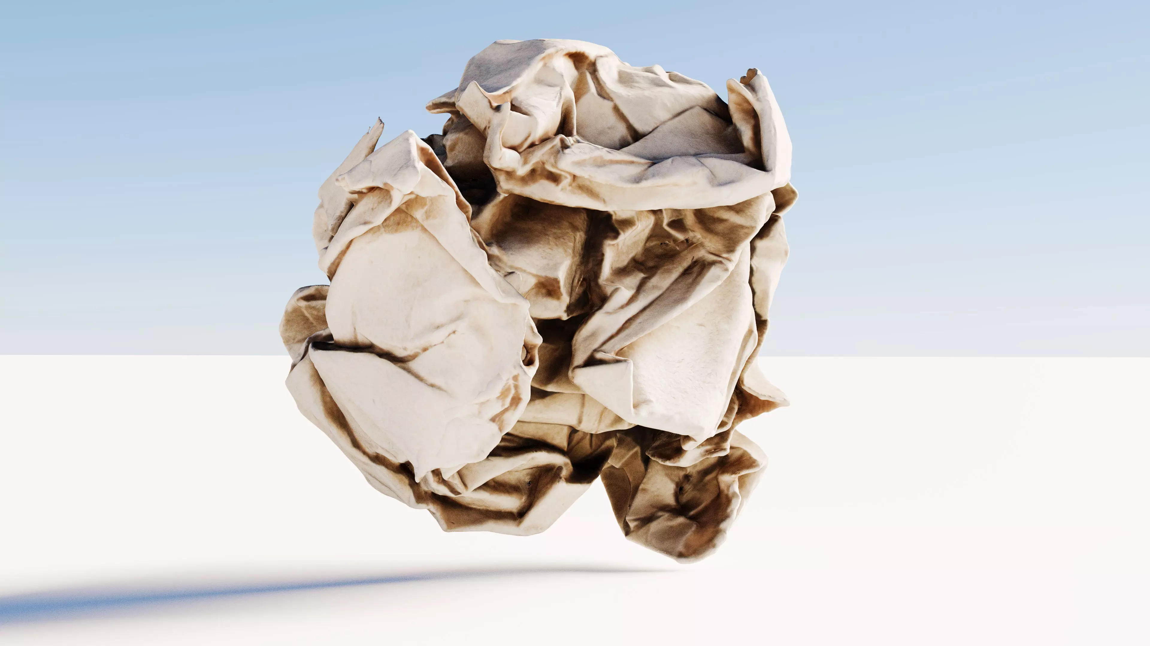 Scanned crumpled paper Low-poly 3D model_0