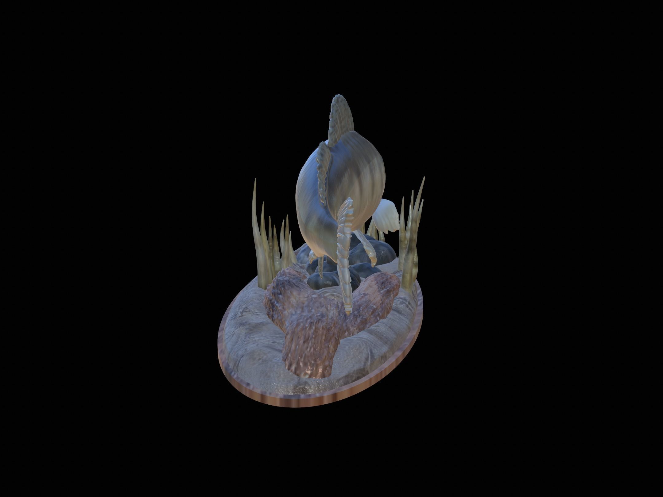 fish zander in motion underwater statue detailed texture  3D print model_25