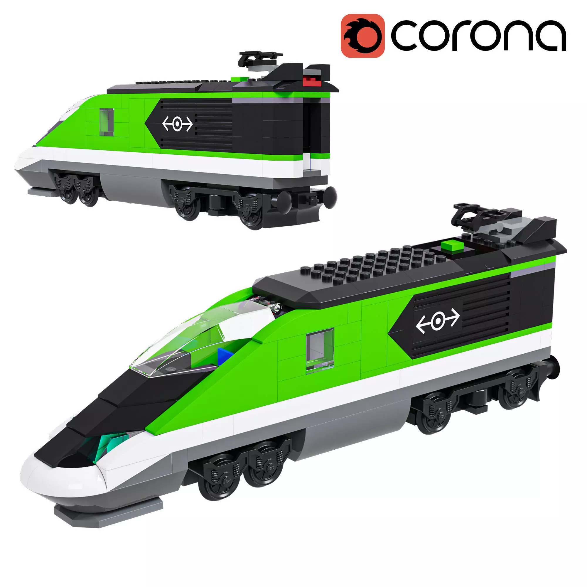 Lego Express Passenger Train 3D model_0