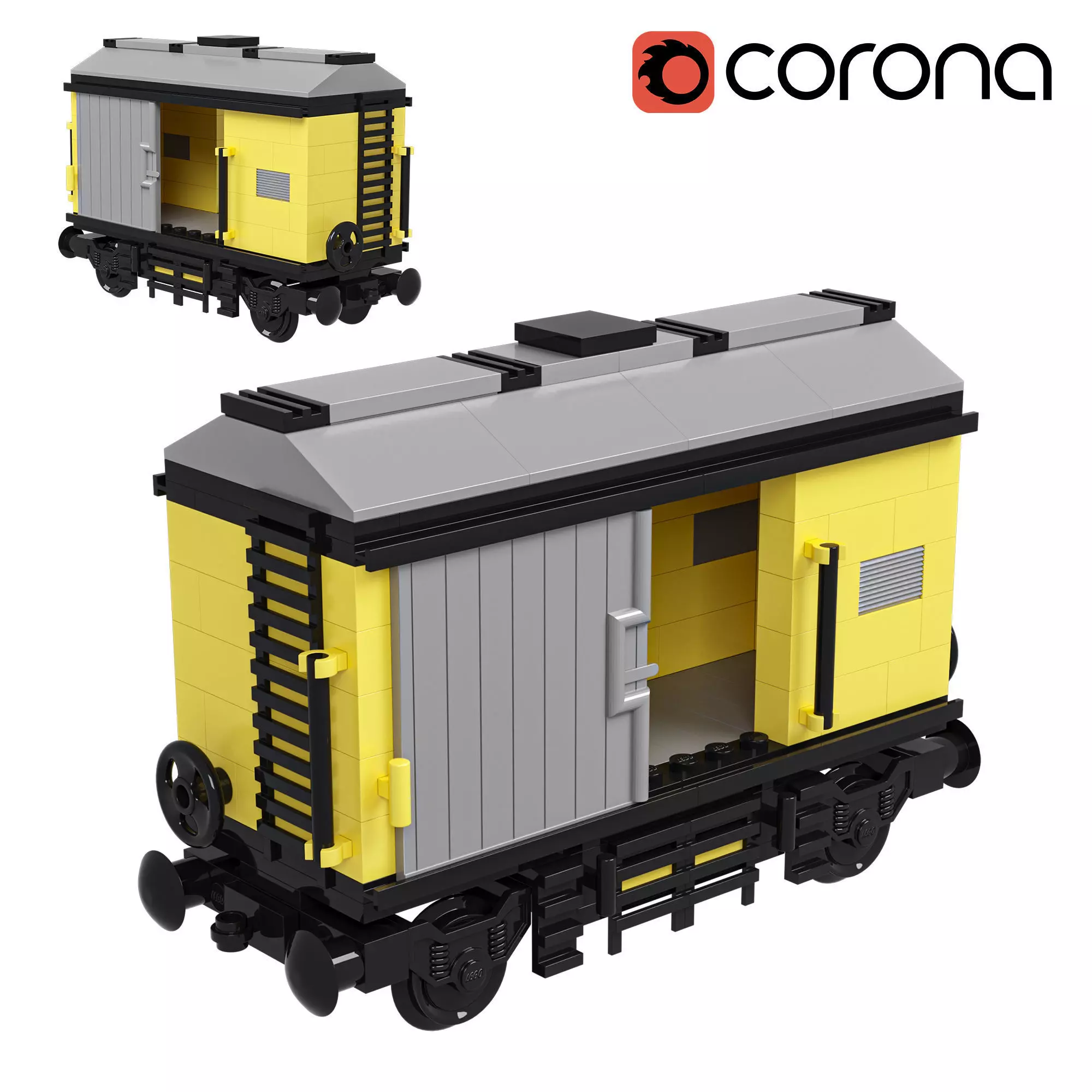 Lego Small Freight Wagon 3D model_0