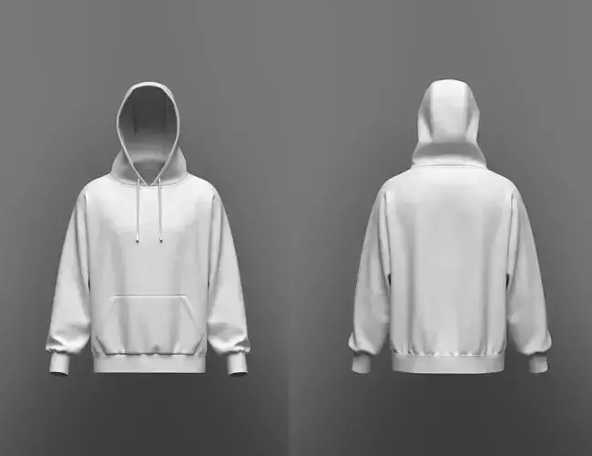 Male Oversized Raglan Hoodie 3D Model