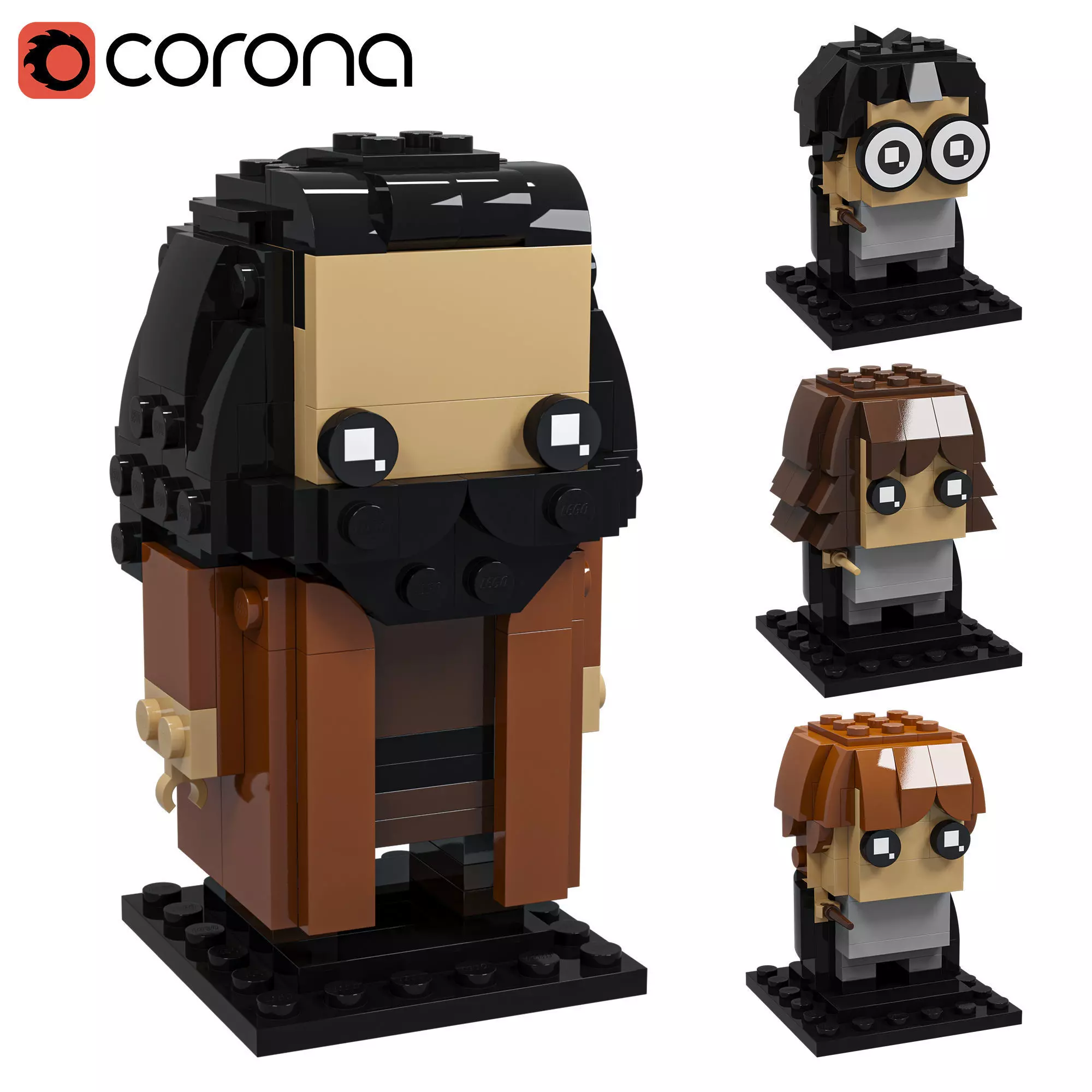 Lego Hagrid Garri Germiona Ron 3D model