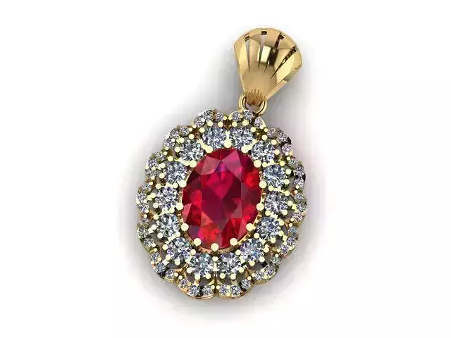 beautyful Ruby  and daimond pandent  3D print model