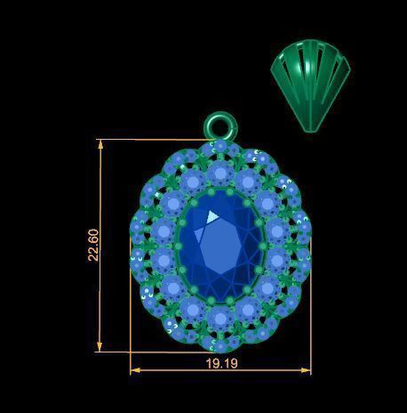 beautyful Ruby and daimond pandent 3D print model_14