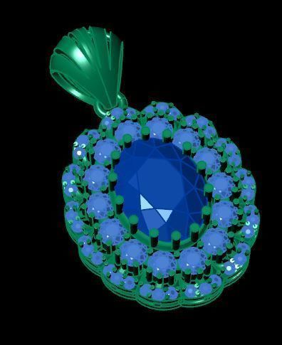 beautyful Ruby and daimond pandent 3D print model_9