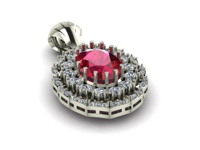 beautyful Ruby and daimond pandent 3D print model_4