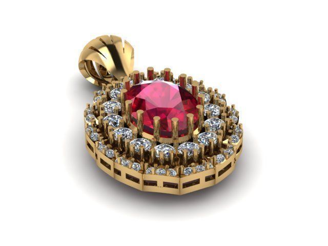 beautyful Ruby and daimond pandent 3D print model_3