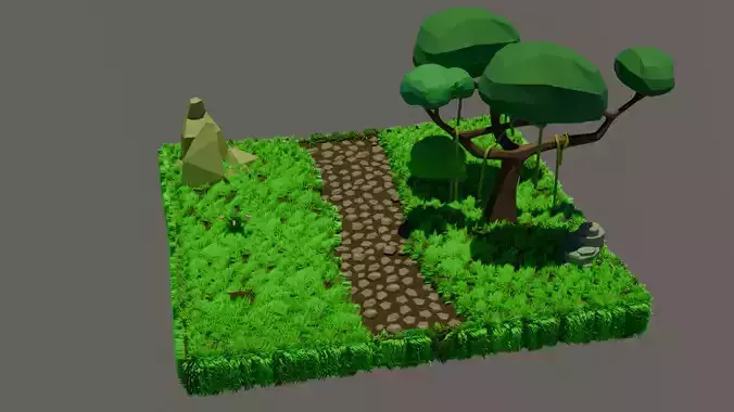 Low-poly location for games  Low-poly 3D model