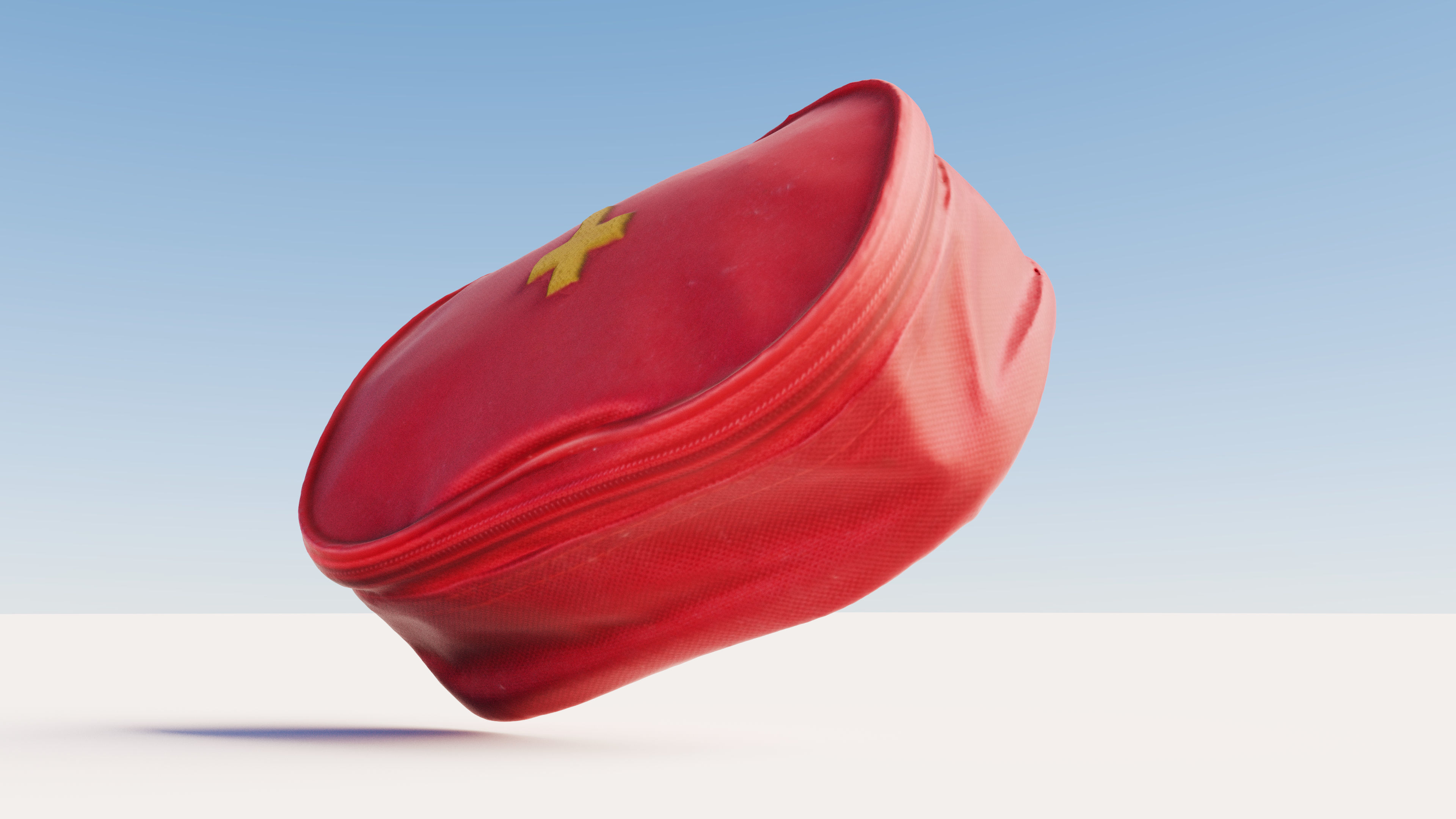 Scanned red first aid kit Low-poly 3D model_9