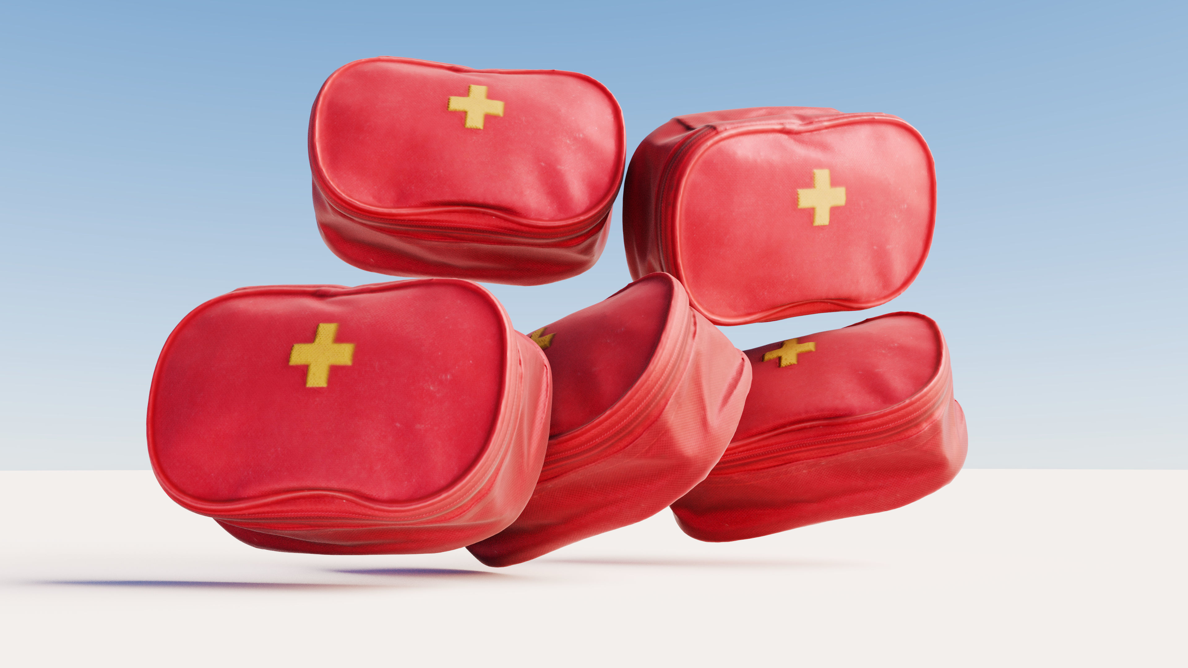 Scanned red first aid kit Low-poly 3D model_10