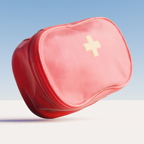 Scanned red first aid kit Low-poly 3D model