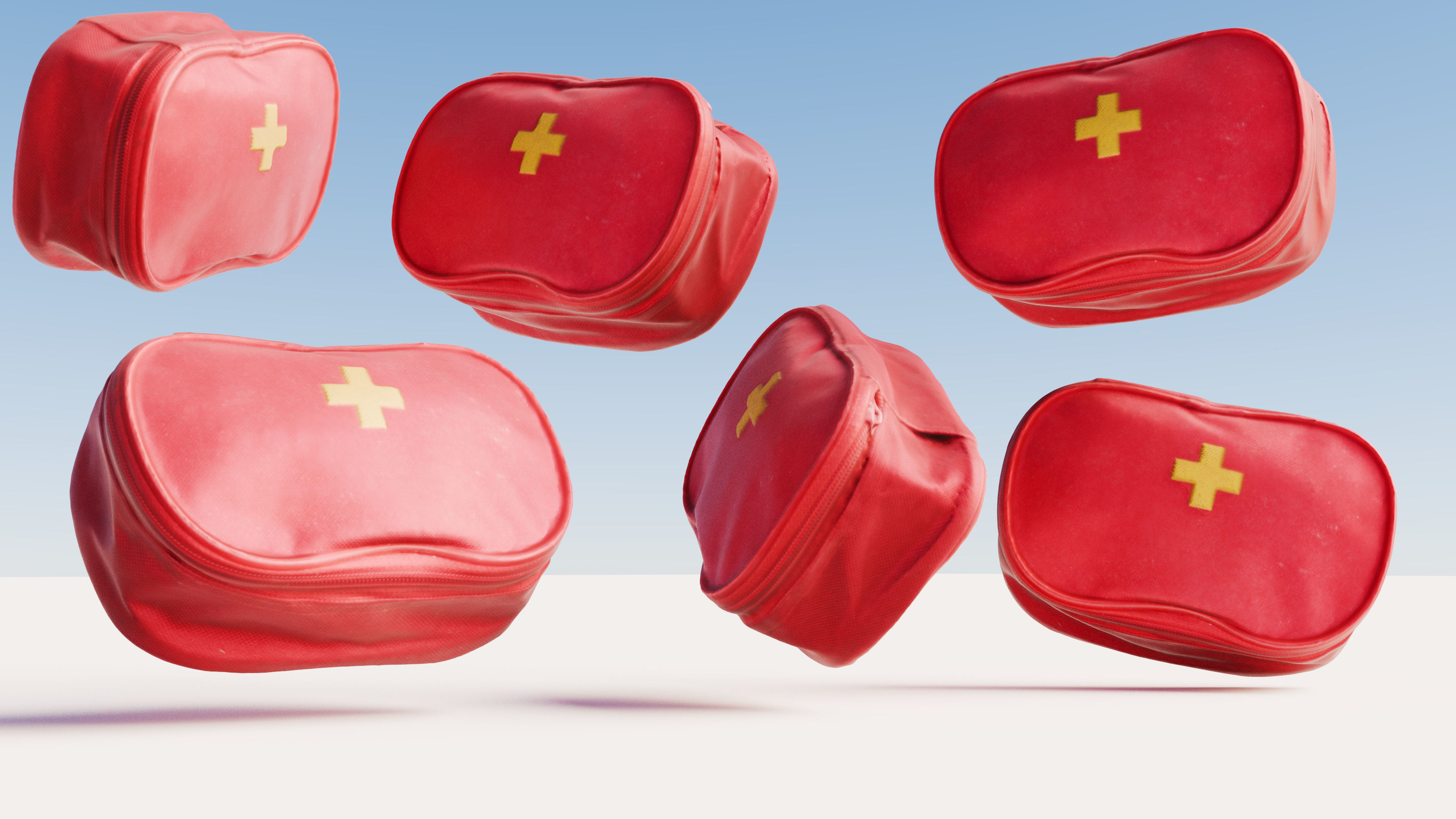 Scanned red first aid kit Low-poly 3D model_11