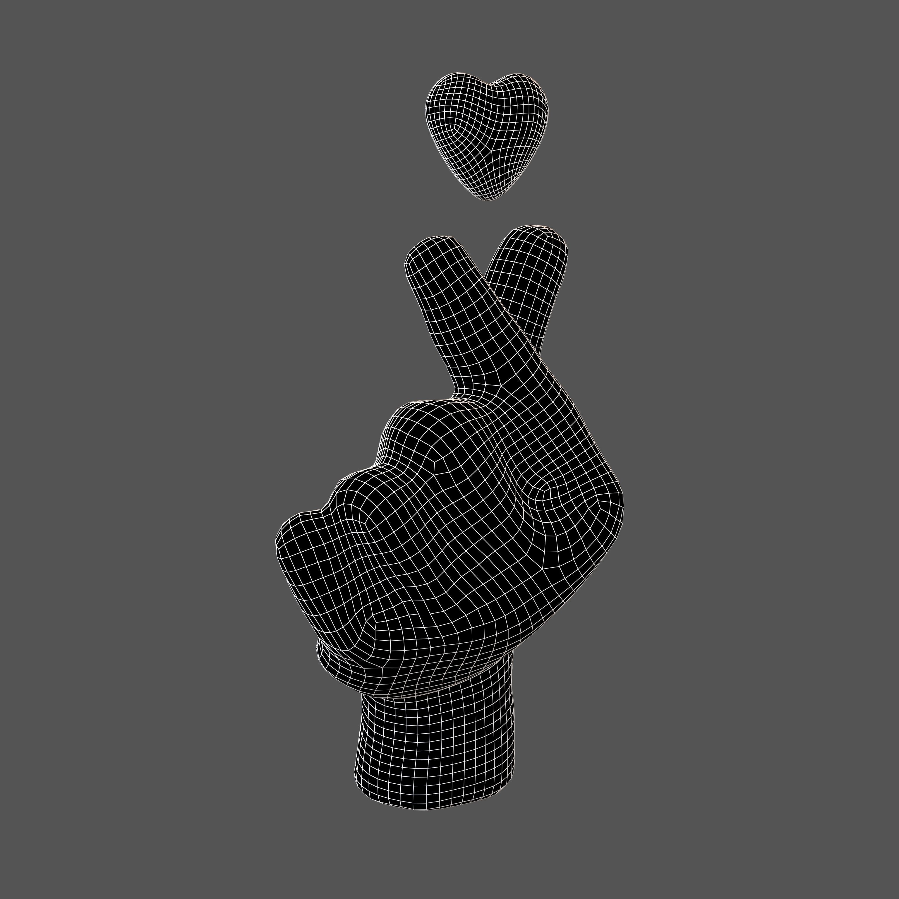 Hands Showing Heart Icon V2 001 Low-poly 3D model_4