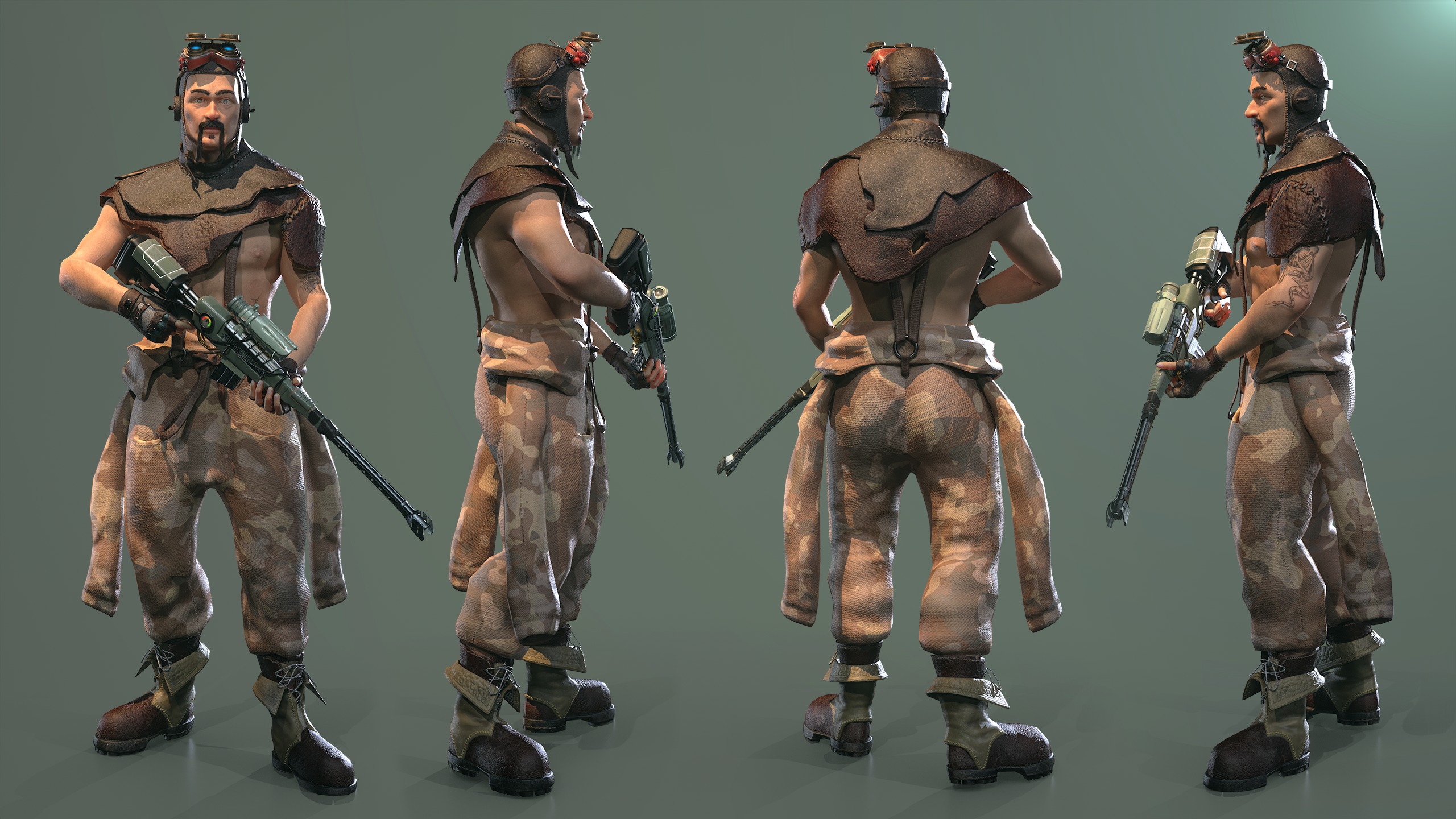 3D Military-Hunter-Post Apocalypse Character Low-poly 3D model_3