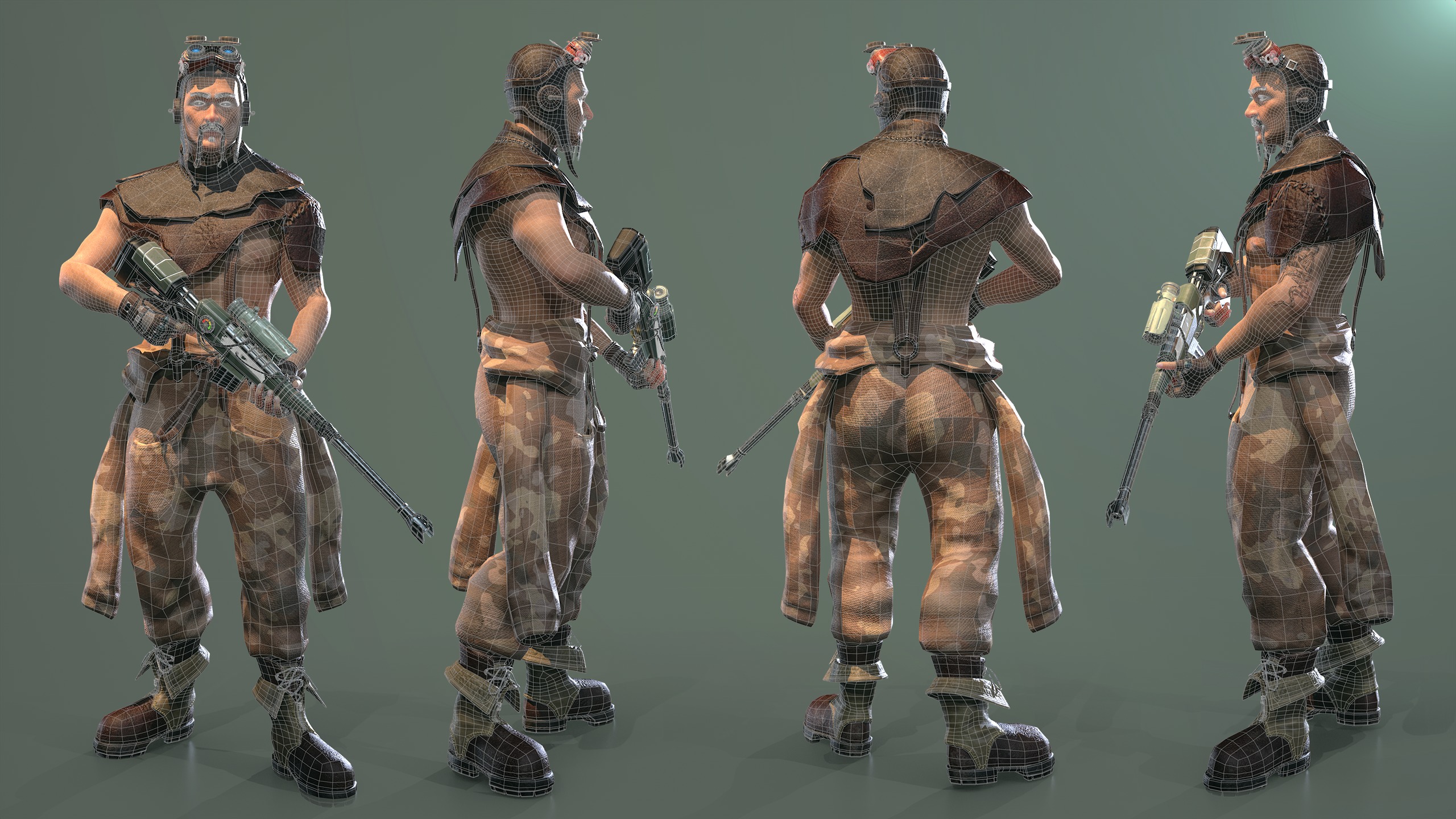 3D Military-Hunter-Post Apocalypse Character Low-poly 3D model_4