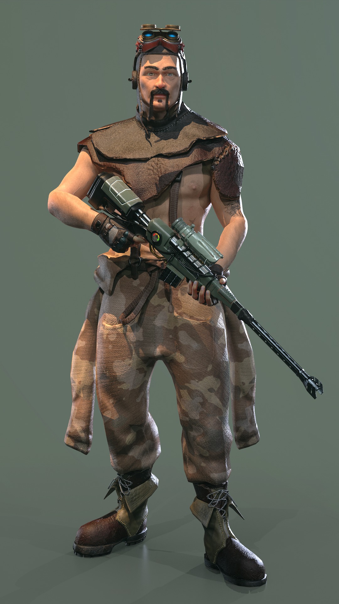 3D Military-Hunter-Post Apocalypse Character Low-poly 3D model_6