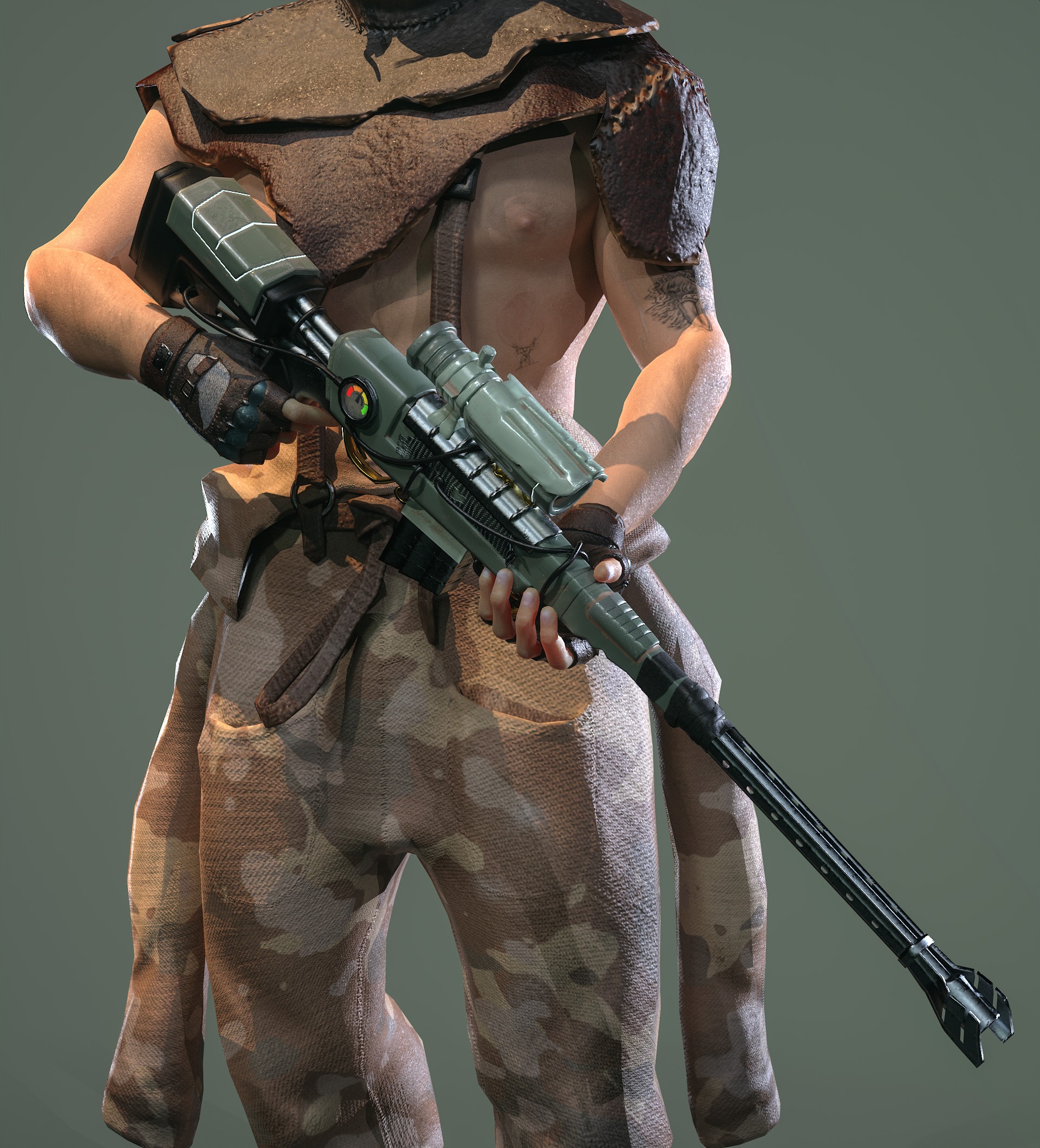 3D Military-Hunter-Post Apocalypse Character Low-poly 3D model_5