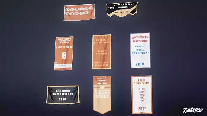 HIGH SCHOOL GYM - Wall Banners 01 - LOW POLY Low-poly 3D model