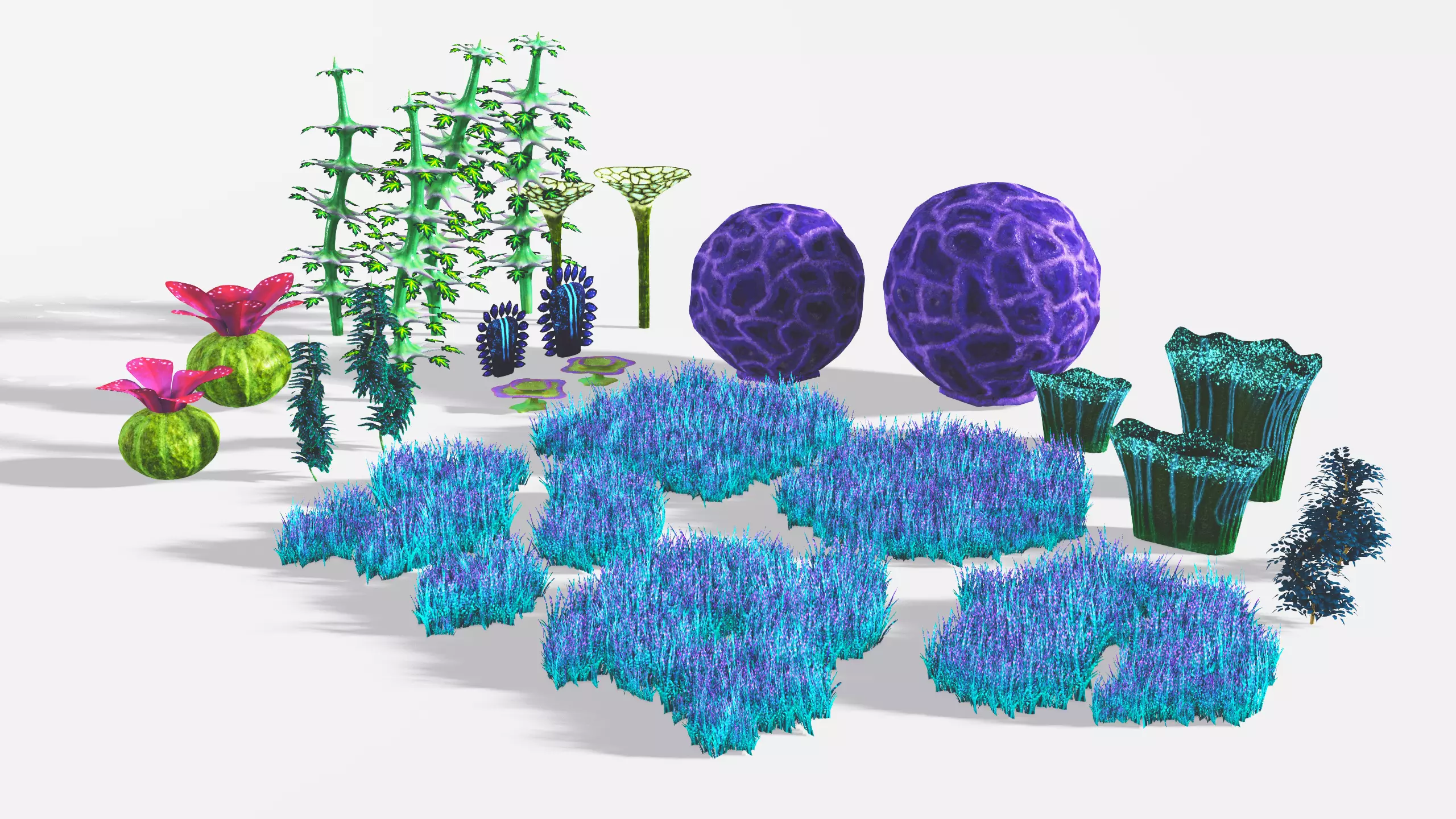 Alien Flora 1 - A collection of Alien plants Low-poly 3D model