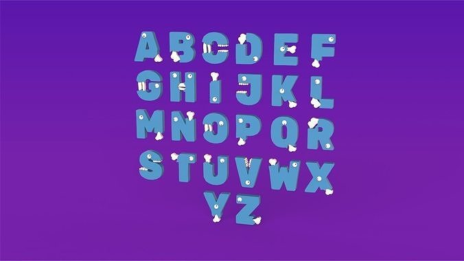 Cartoon Alphabet Halloween 001 Low-poly 3D model