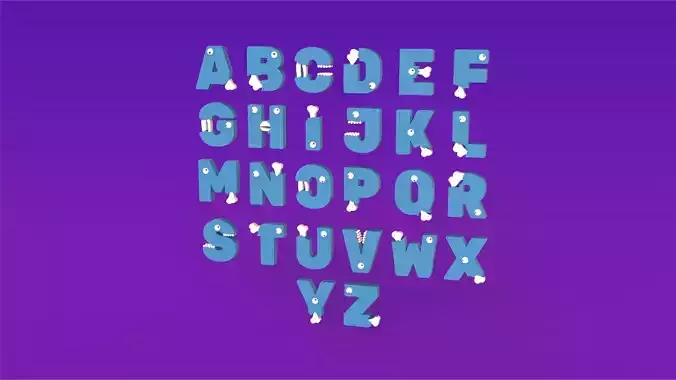 Cartoon Alphabet Halloween 001 Low-poly 3D model