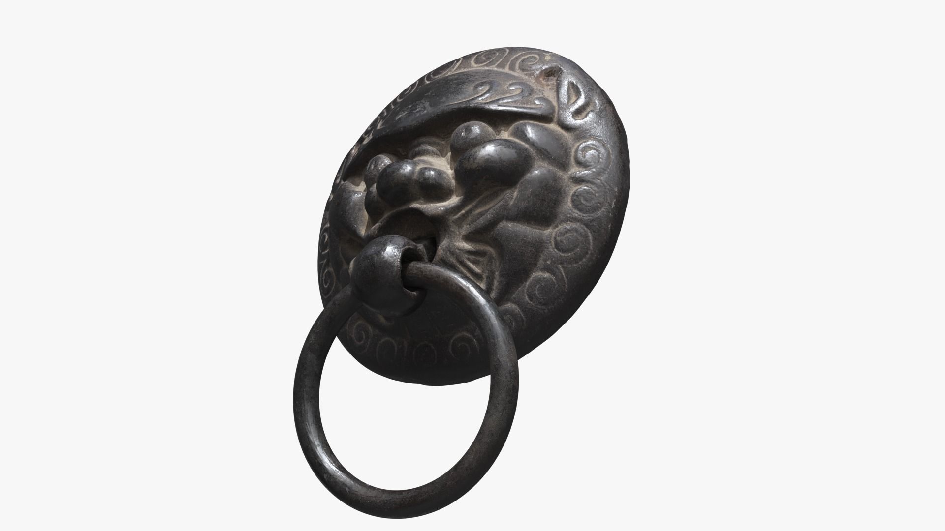 Chinese animal head door knocker PBR 3D model_5