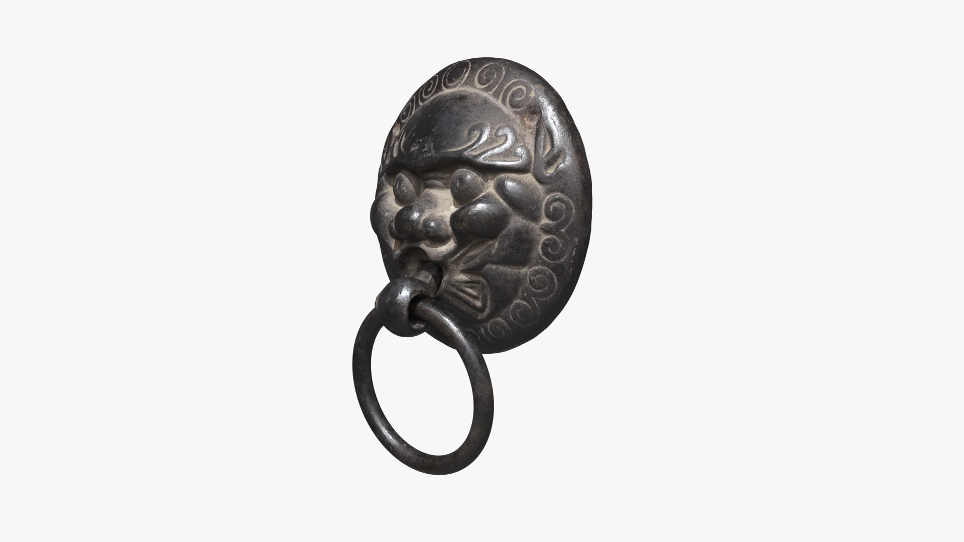 Chinese animal head door knocker PBR 3D model_6