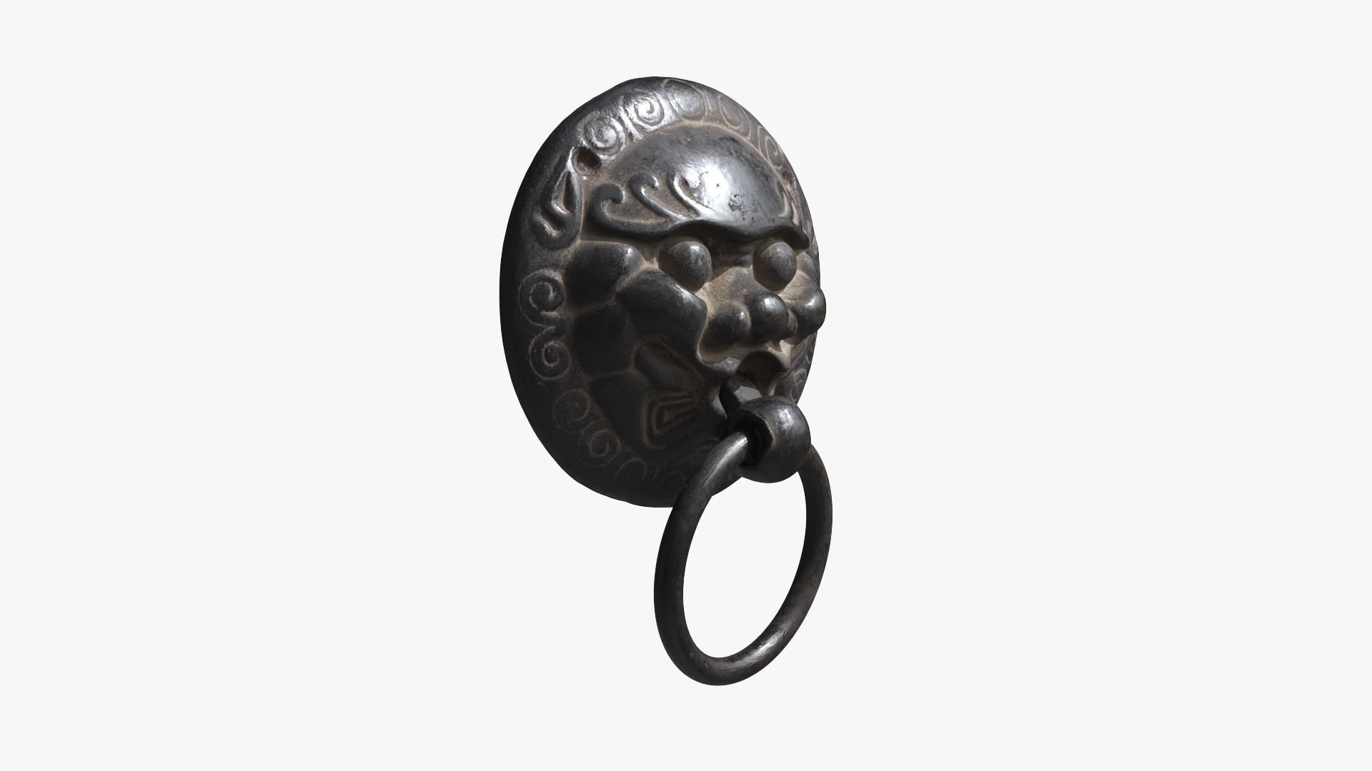 Chinese animal head door knocker PBR 3D model_2