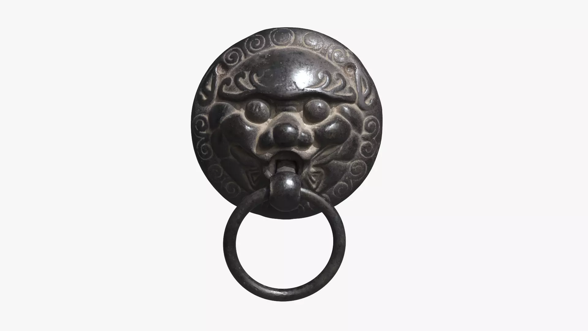 Chinese animal head door knocker PBR 3D model_0