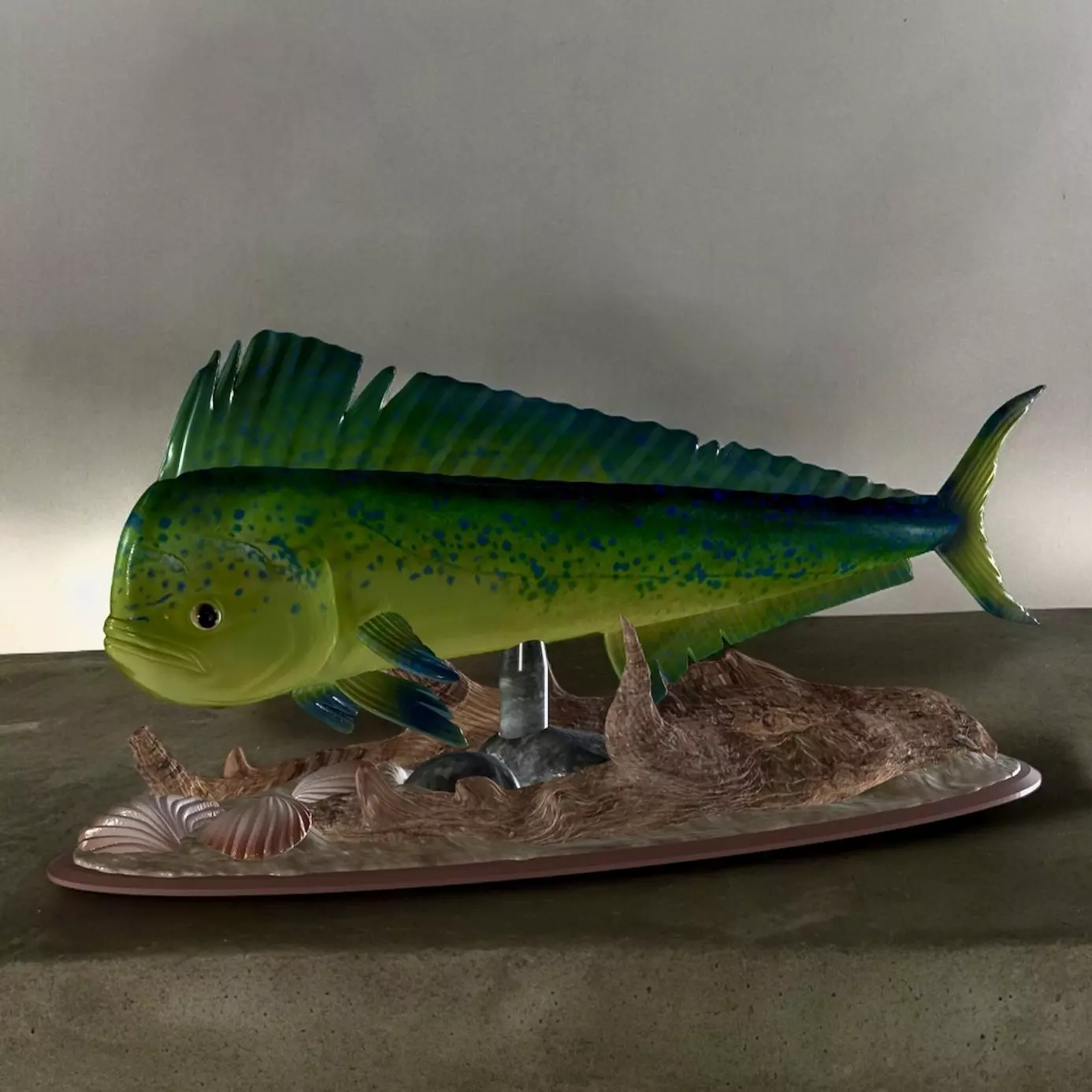 fish mahi mahi in motion underwater statue detailed texture 3D print model