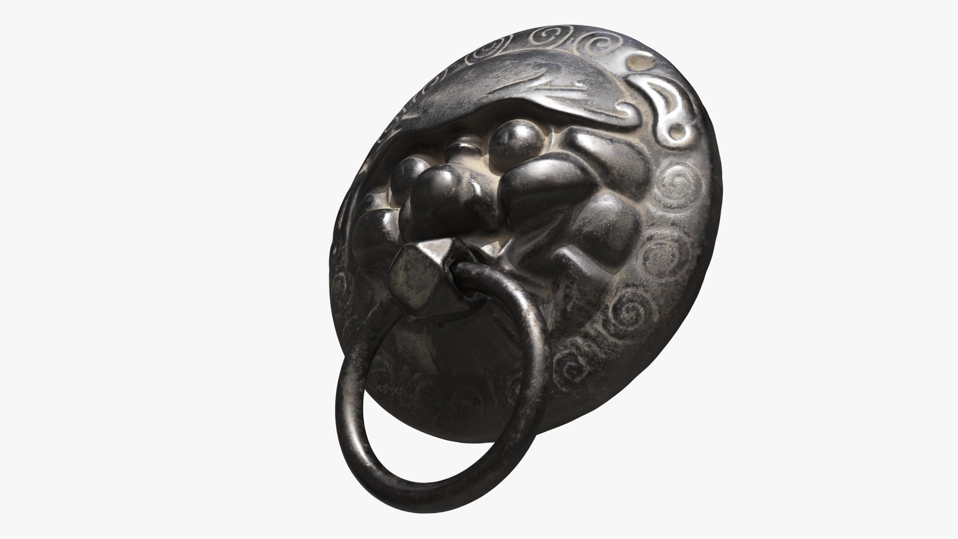 Chinese animal head door knocker02 PBR 3D model_4