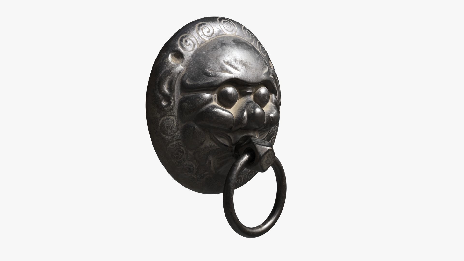 Chinese animal head door knocker02 PBR 3D model_2