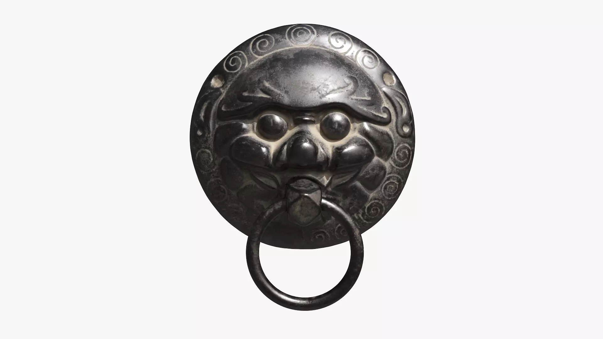 Chinese animal head door knocker02 PBR 3D model_0