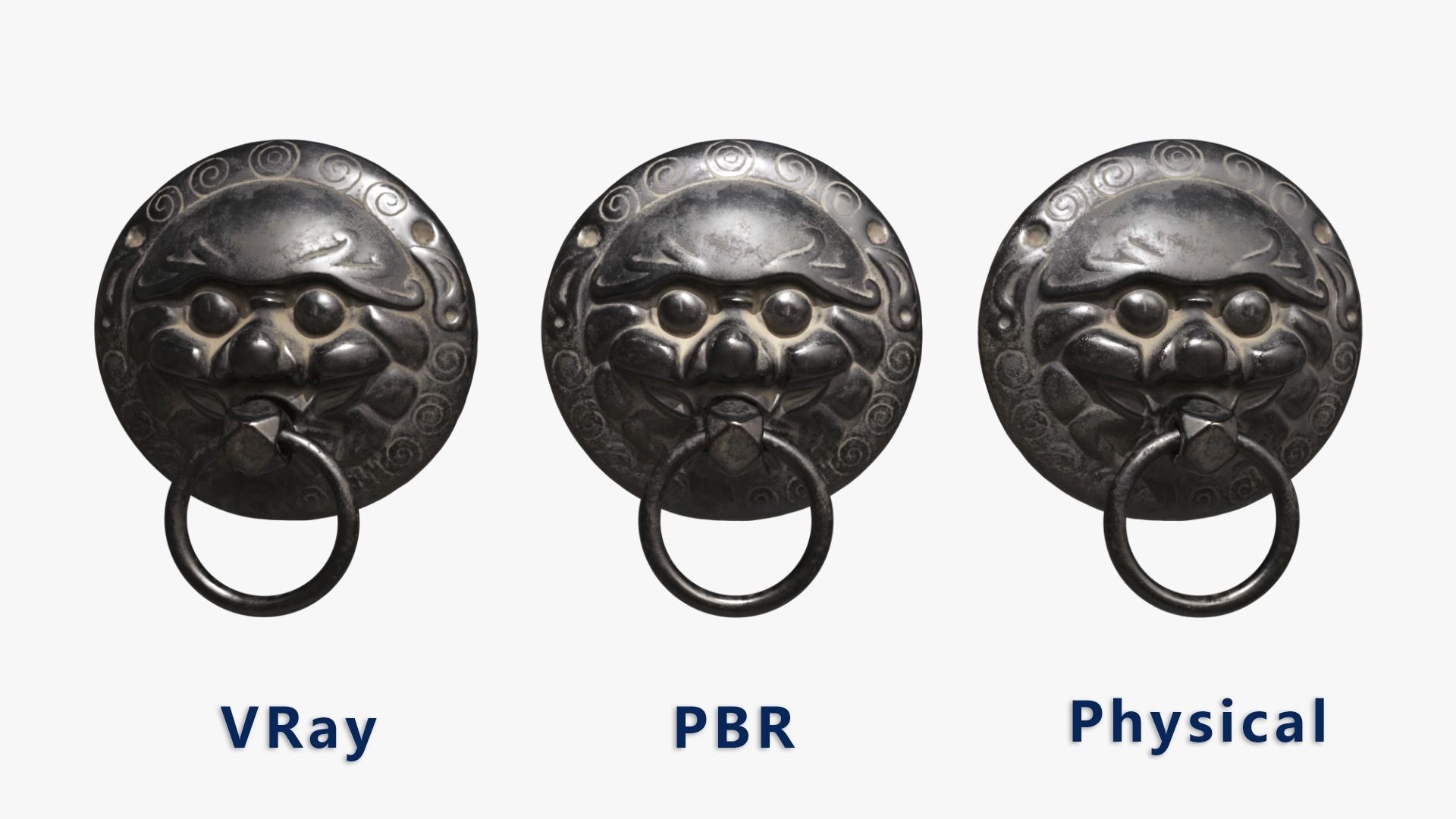 Chinese animal head door knocker02 PBR 3D model_1