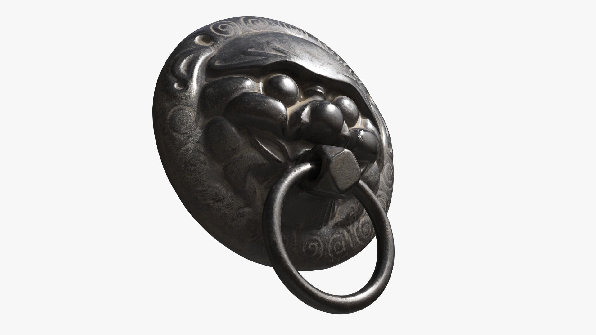 Chinese animal head door knocker02 PBR 3D model_3