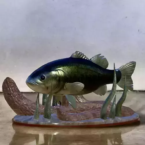 fish bass in motion underwater statue detailed texture 3D print model