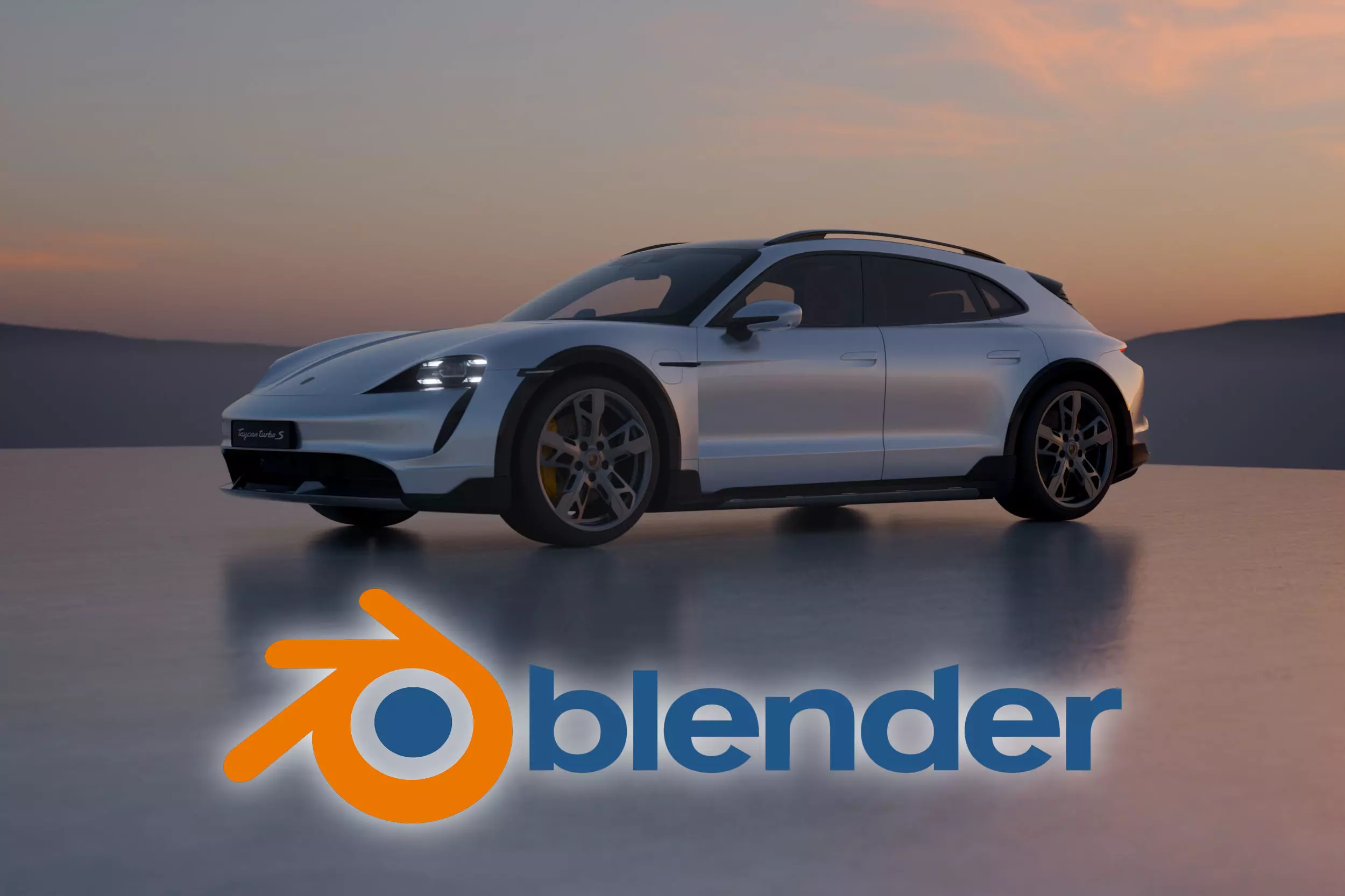 Sunset outdoor studio scene for automotive rendering 3D model