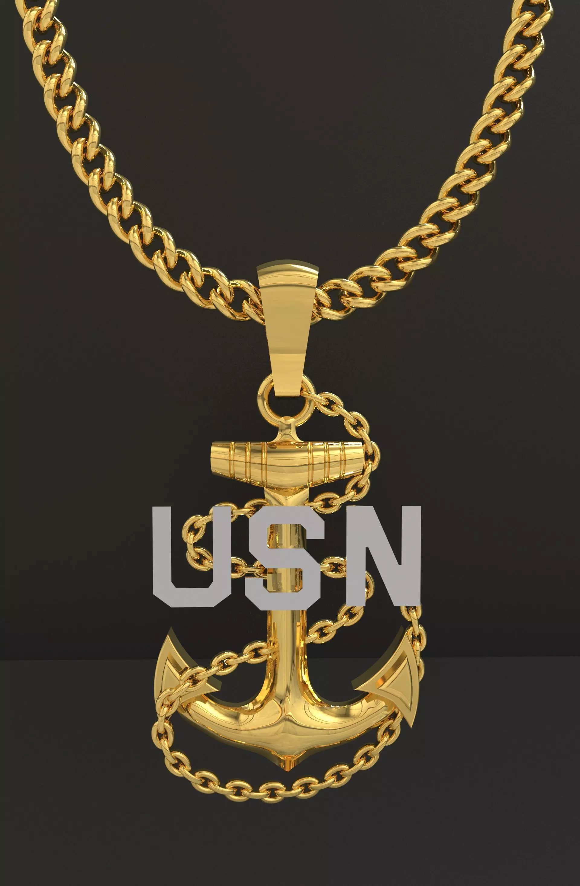 Anchor Pendant USN 3D model_0