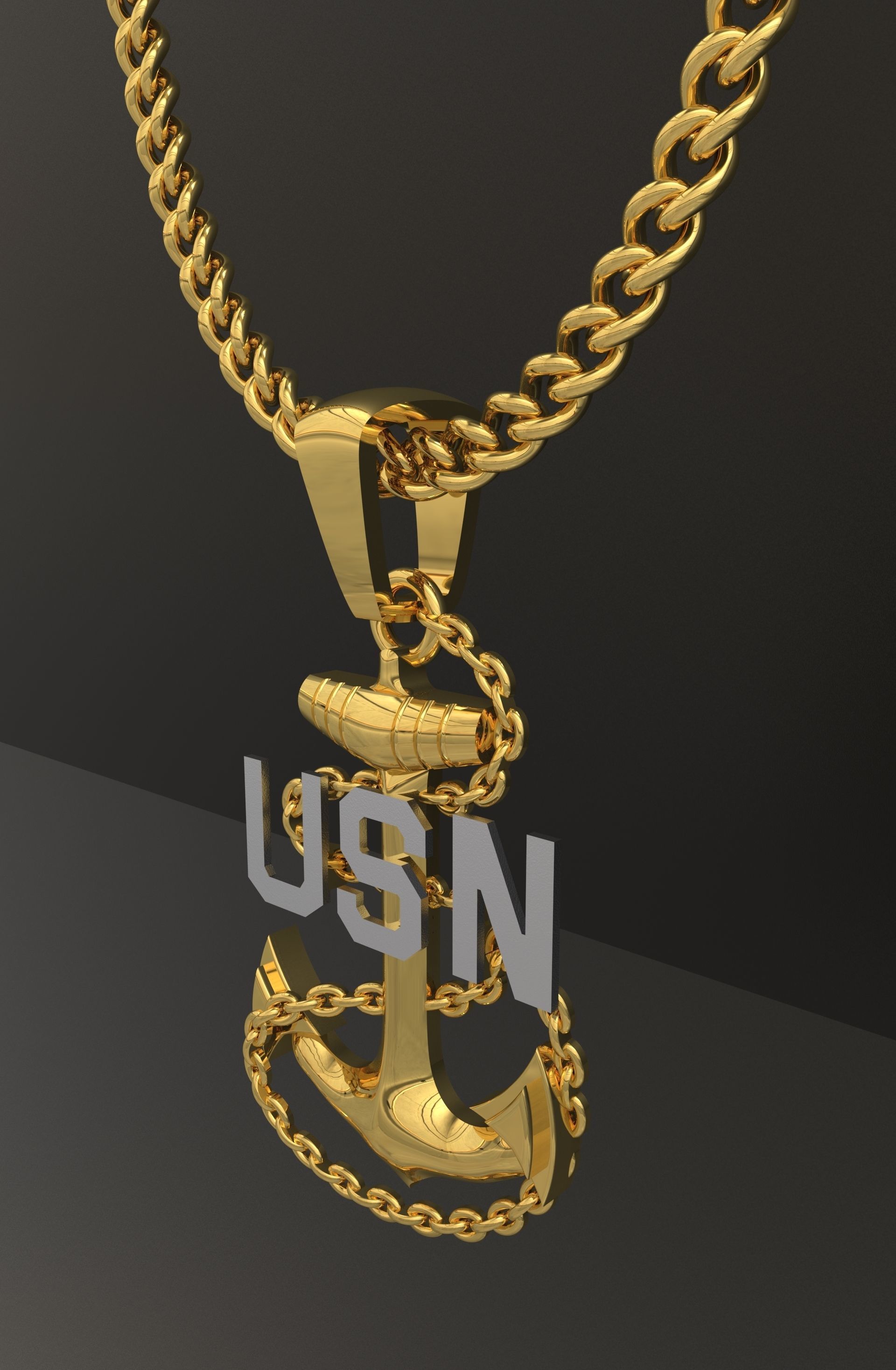 Anchor Pendant USN 3D model_1