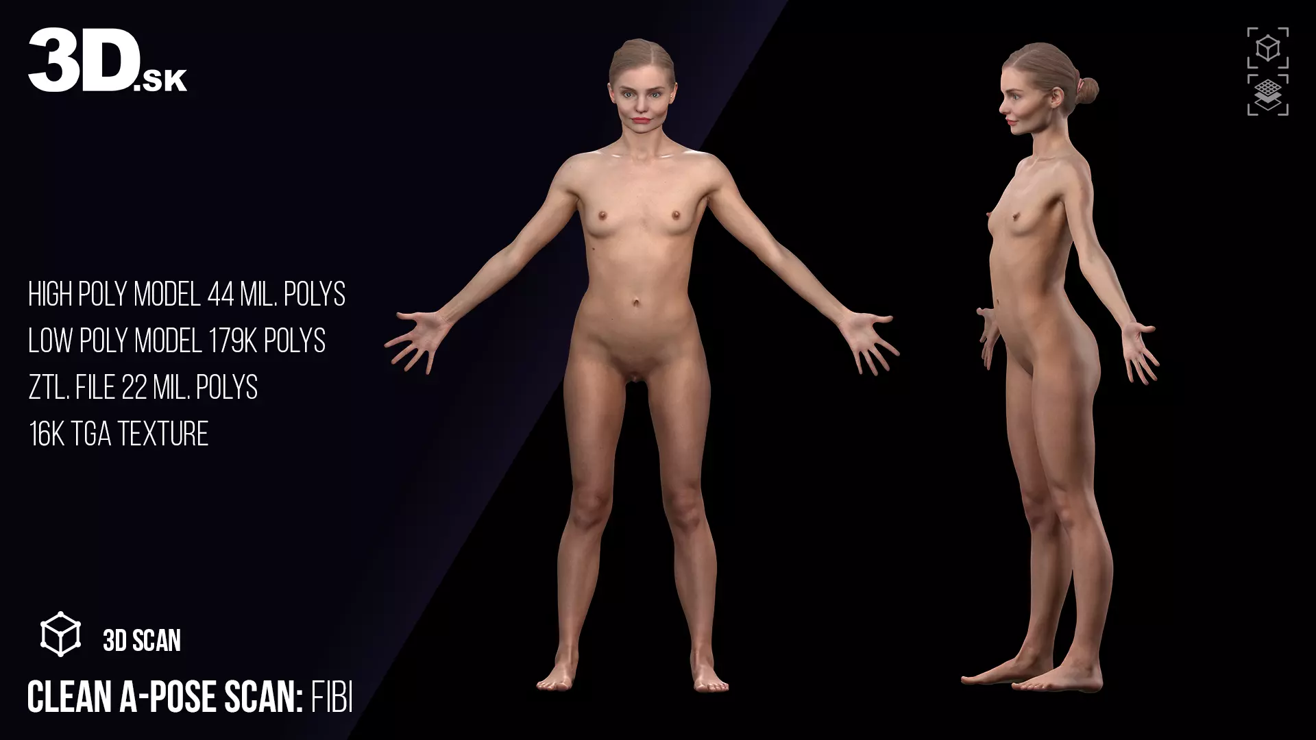 Cleaned A Pose 3D Scan Fibi Nude 3D model_0
