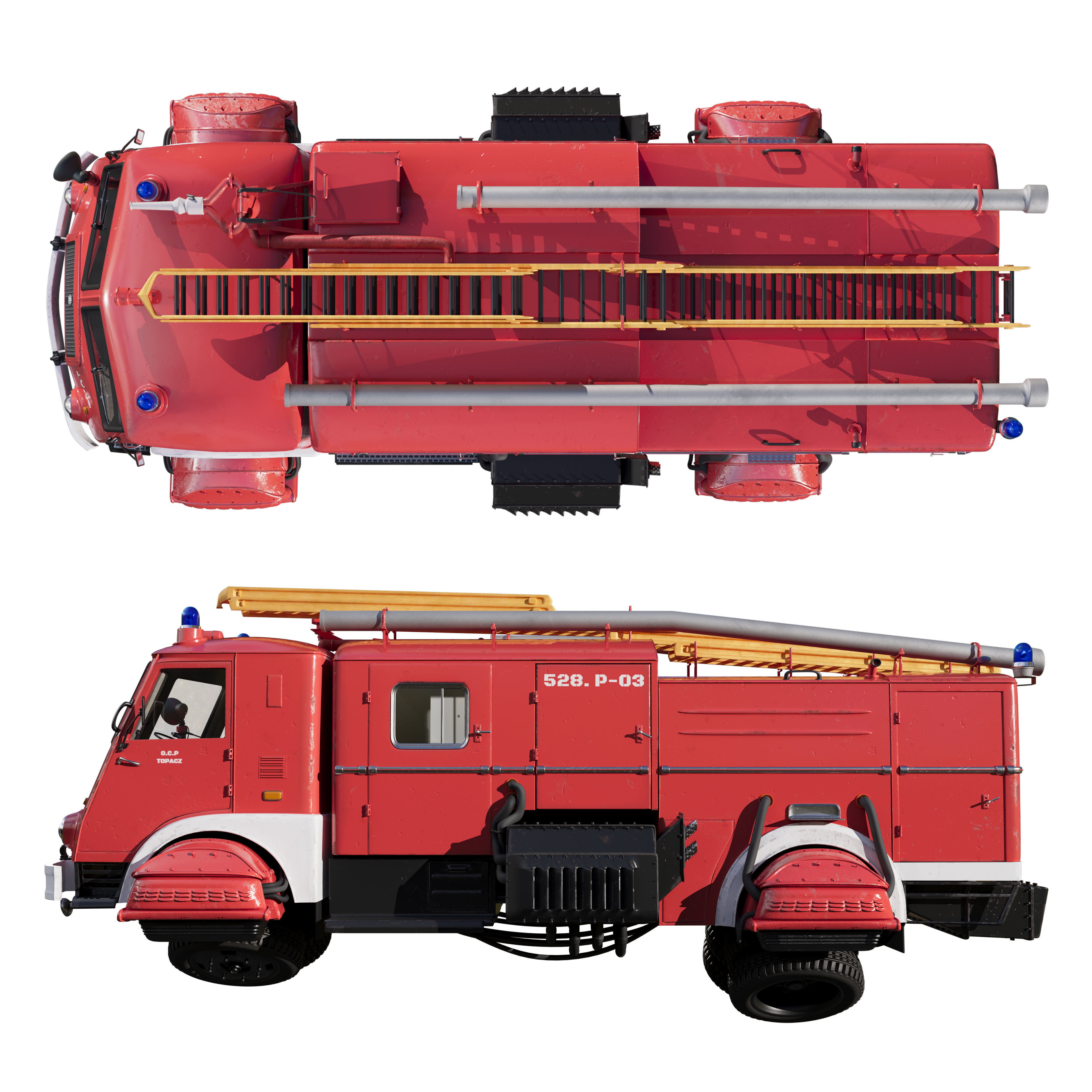 Sci-Fi Fire truck Jelcz 003 Star 25 3D model_6