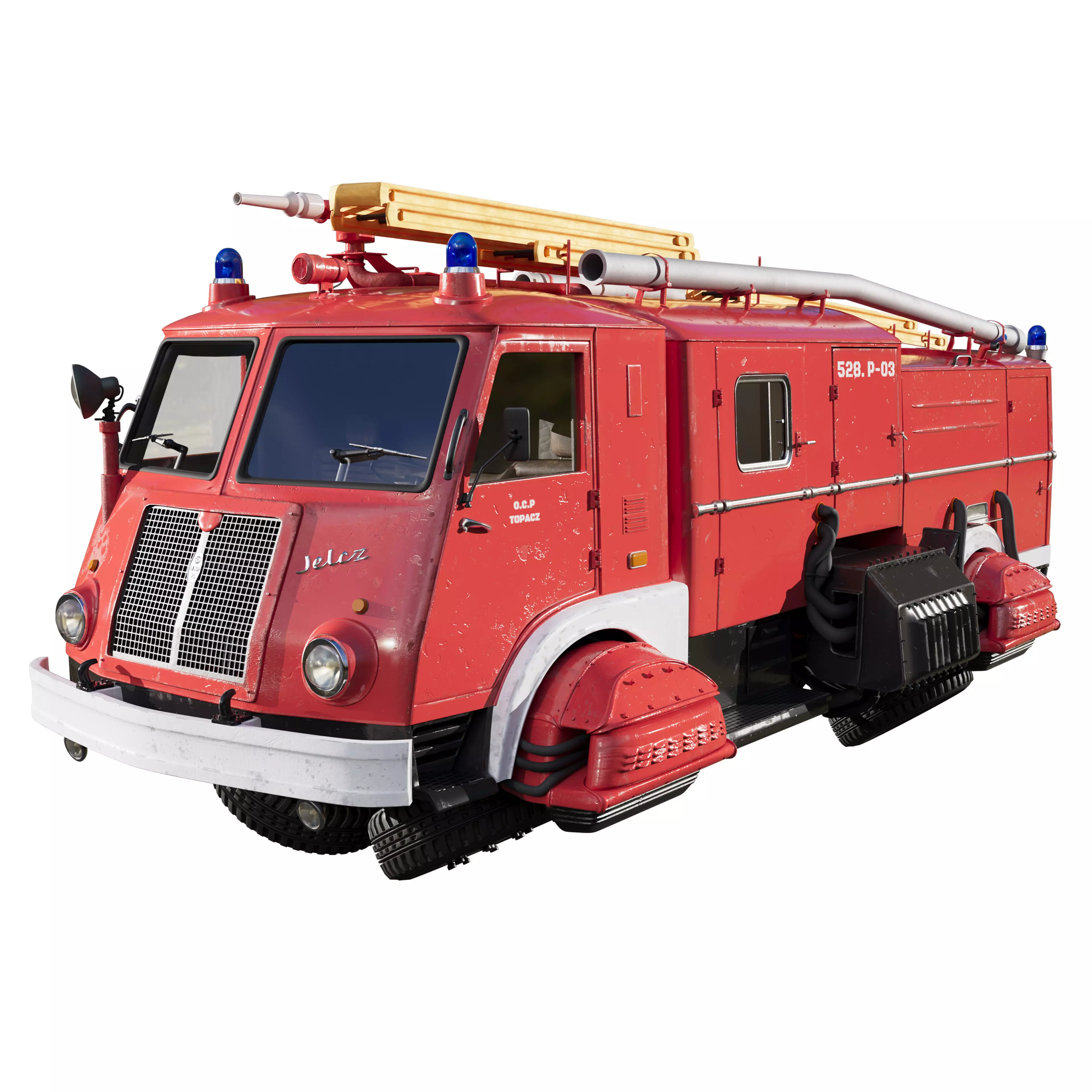Sci-Fi Fire truck Jelcz 003 Star 25 3D model_0