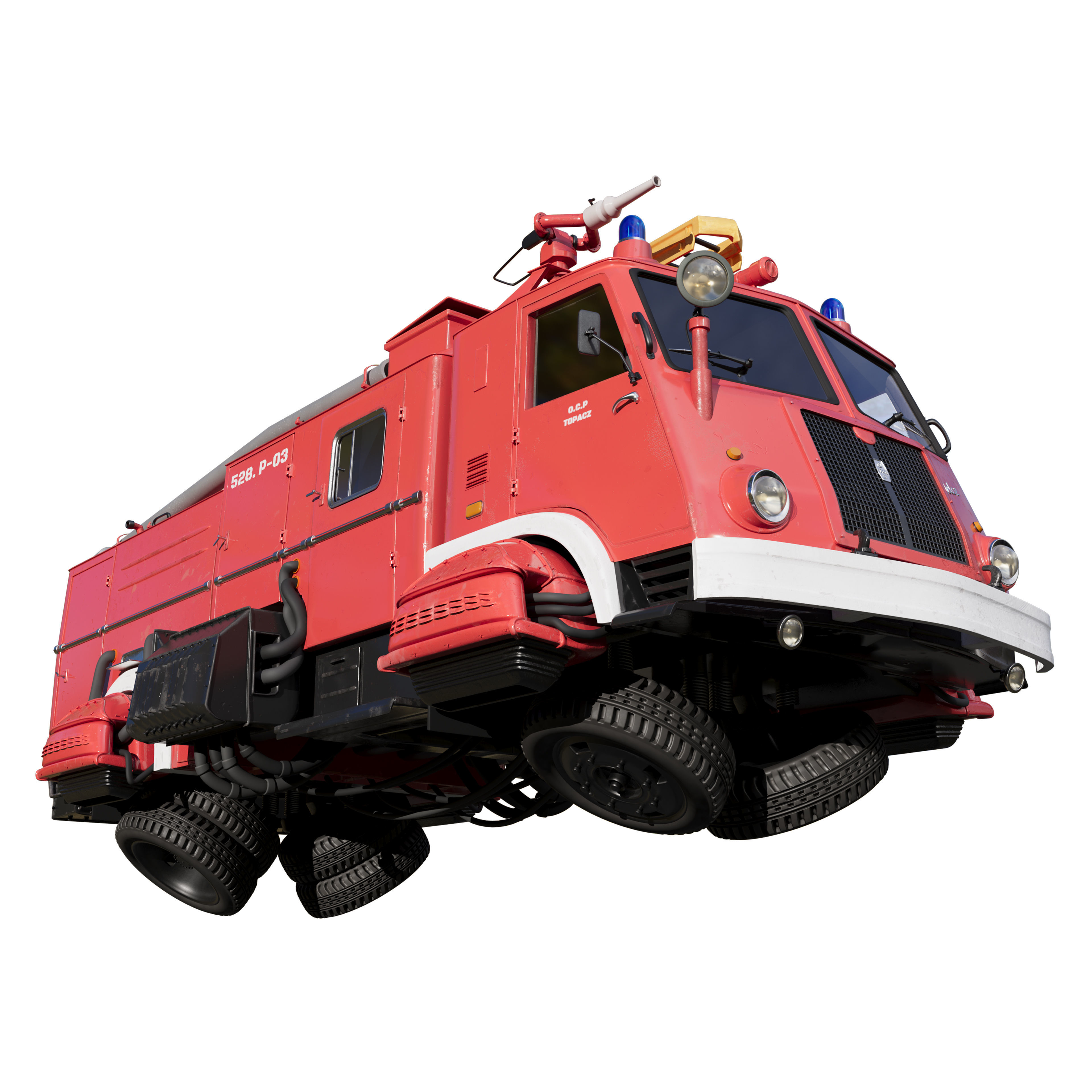 Sci-Fi Fire truck Jelcz 003 Star 25 3D model_2