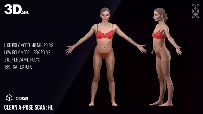 Cleaned A Pose 3D Scan Fibi Underwear