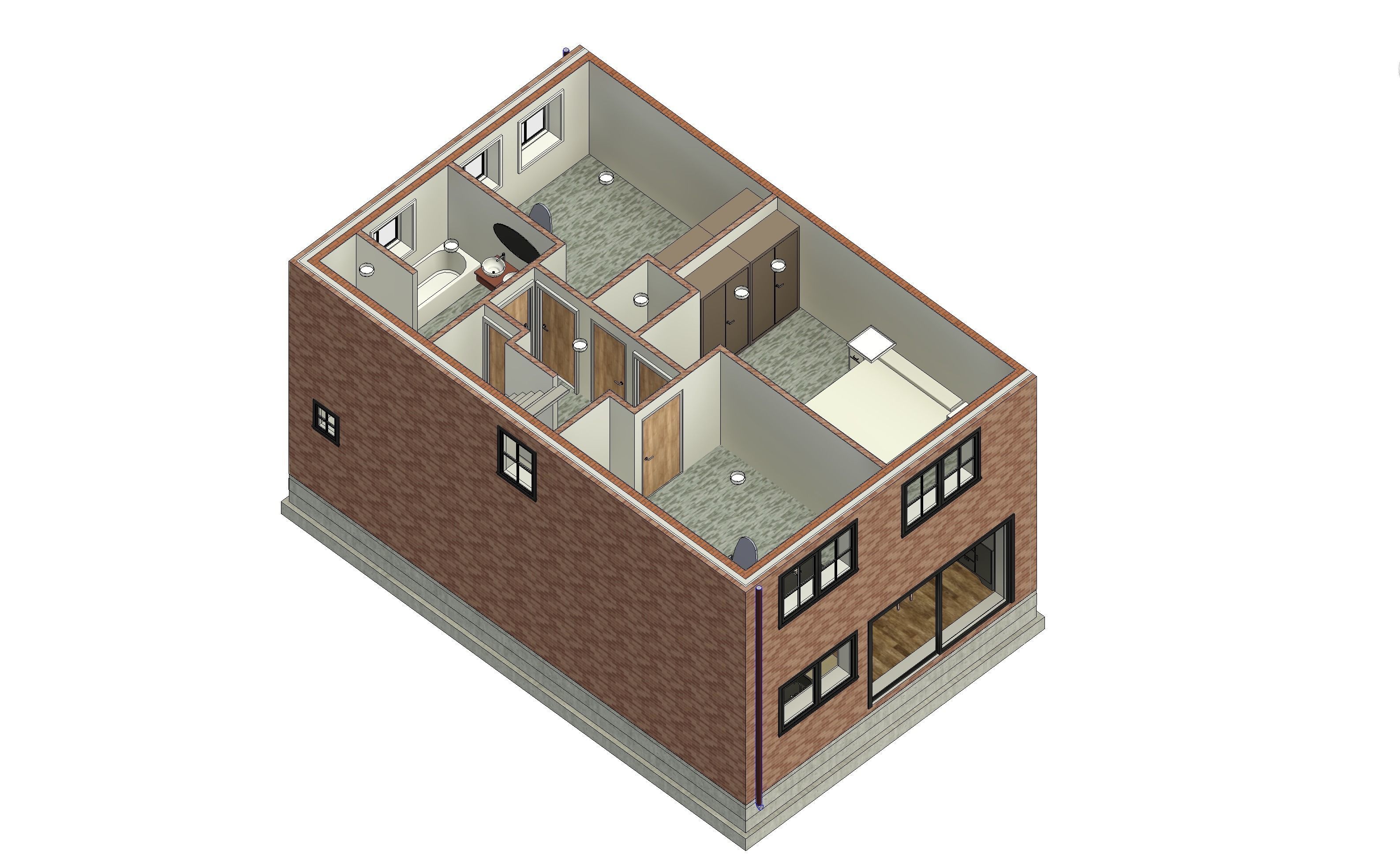 Half-open house with 3 bedrooms - 3D model 3D model_5