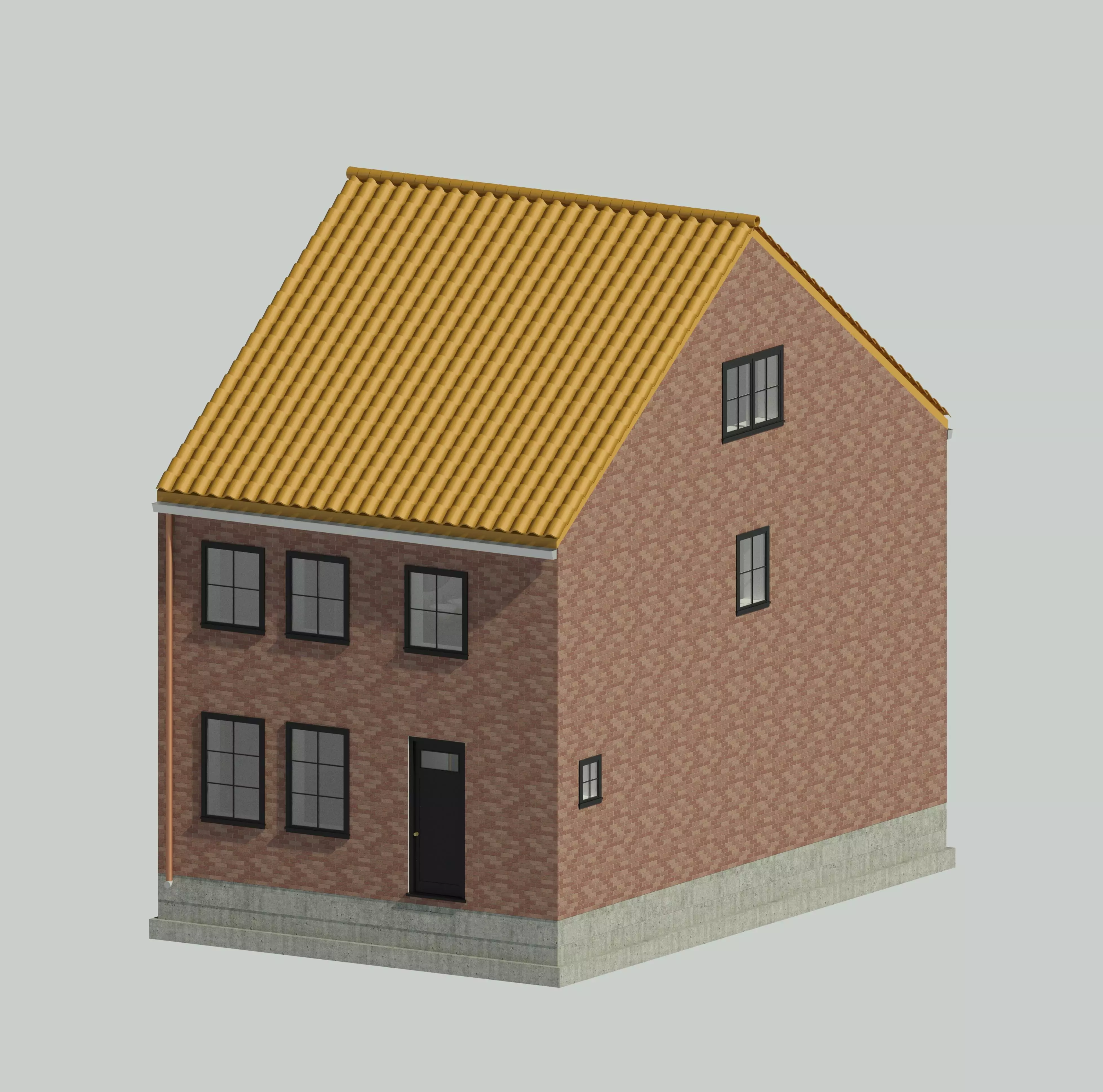 Half-open house with 3 bedrooms - 3D model 3D model_0