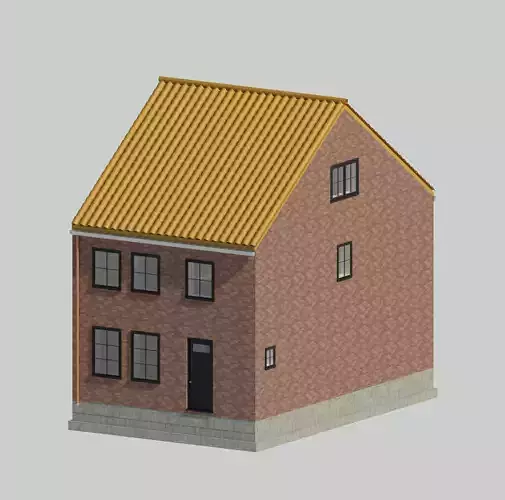 Half-open house with 3 bedrooms - 3D model