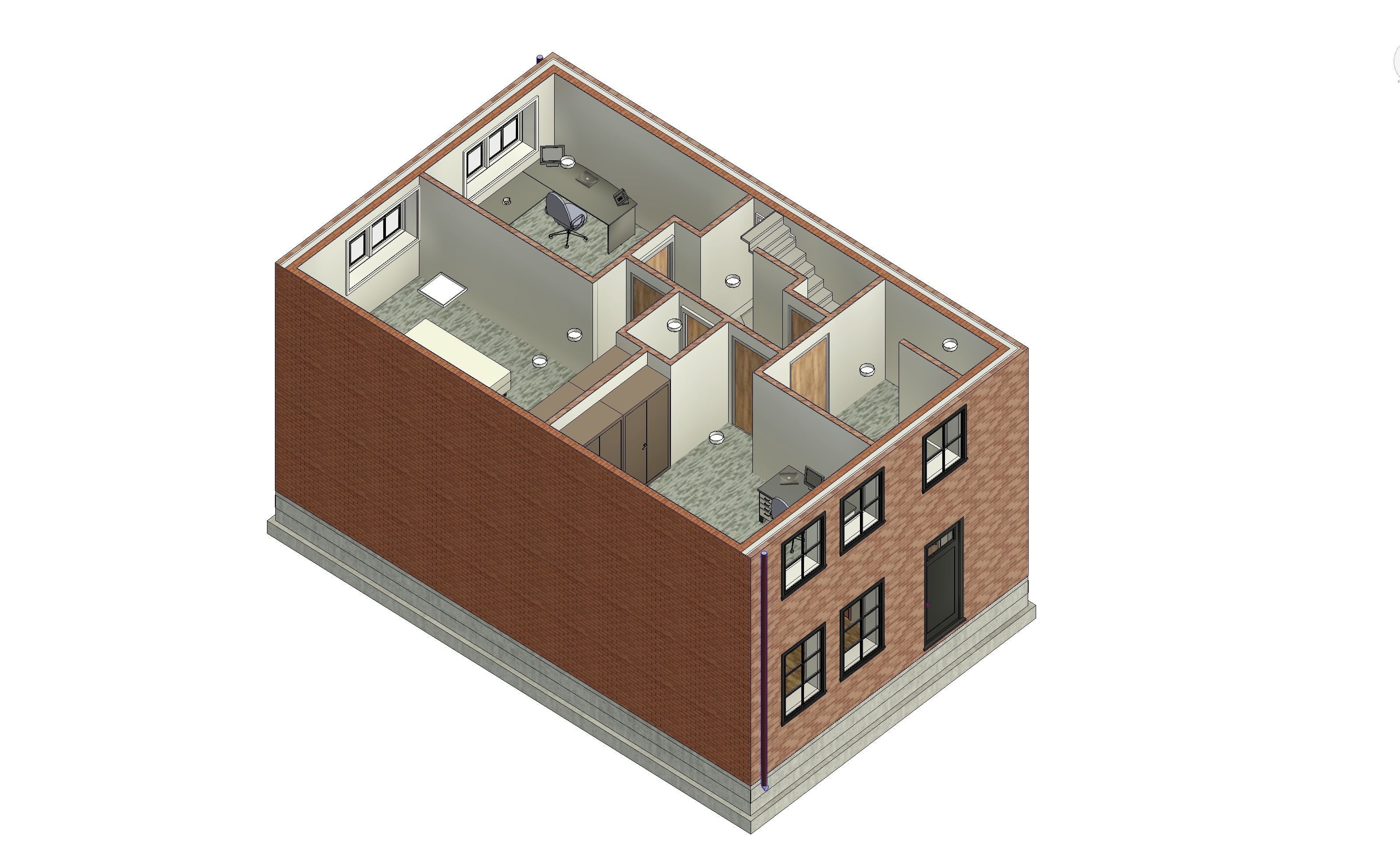 Half-open house with 3 bedrooms - 3D model 3D model_4